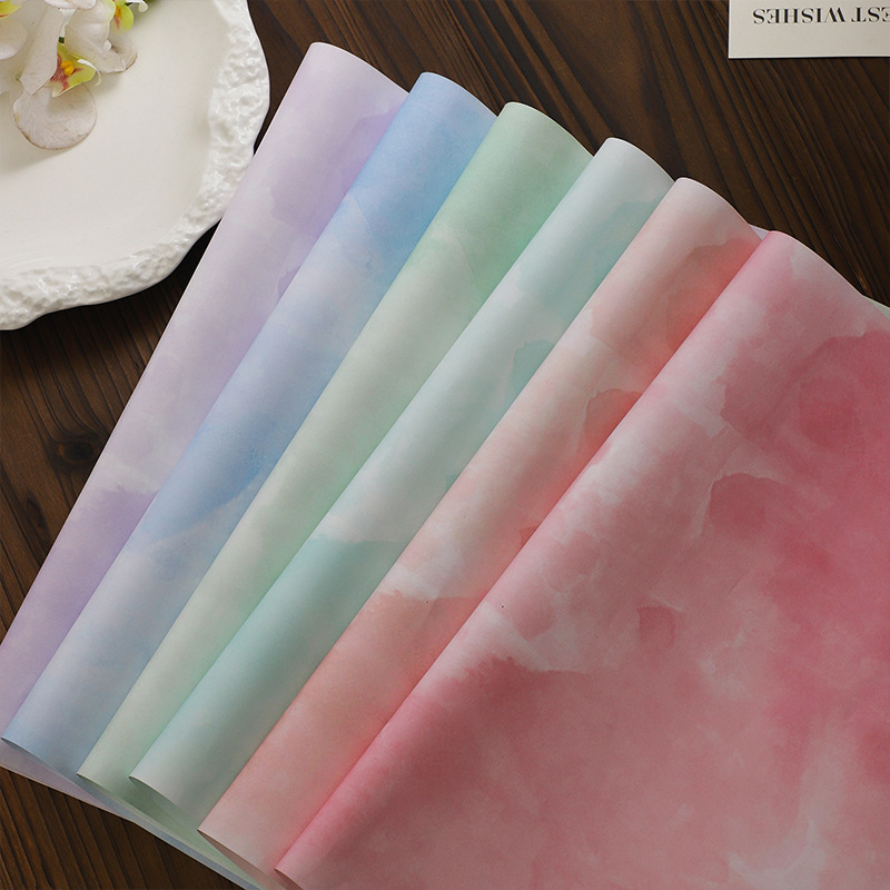 Papel de color de acuarela colorido papel de embalaje de flores impermeable artístico romántico ramo de flores de alta calidad material artesanal florista
