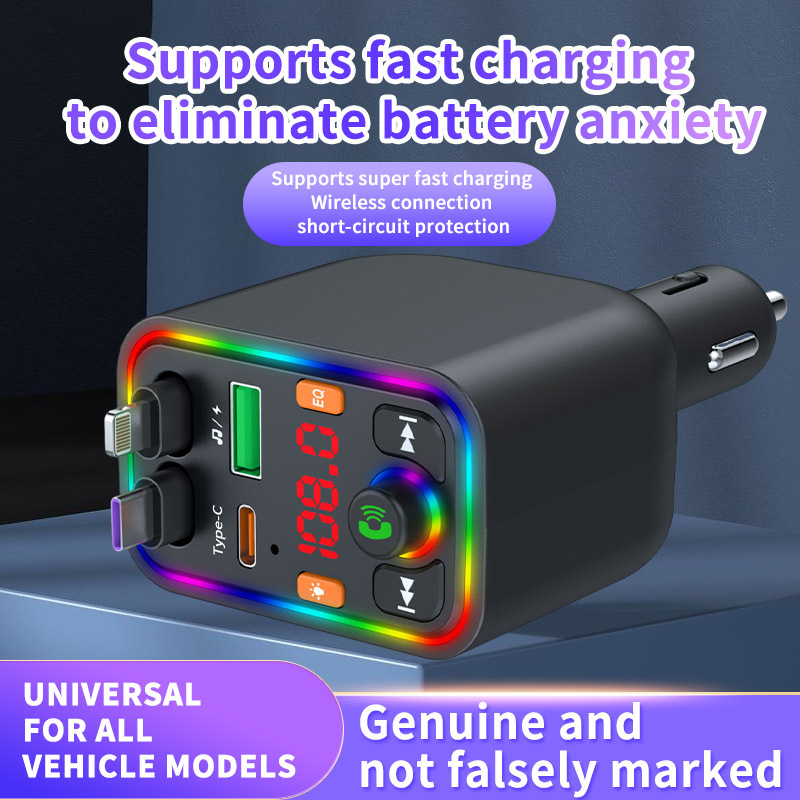 Ebay Cross-Border Factory Supply Car Bluetooth Receiver Supports Lossless Music Playback Car Mobile Phone Fast Charging