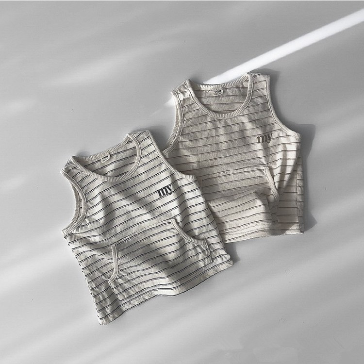 Camiseta de verano delgada coreana para niños chalecos de verano para bebés camisetas de verano a rayas para niños y niñas