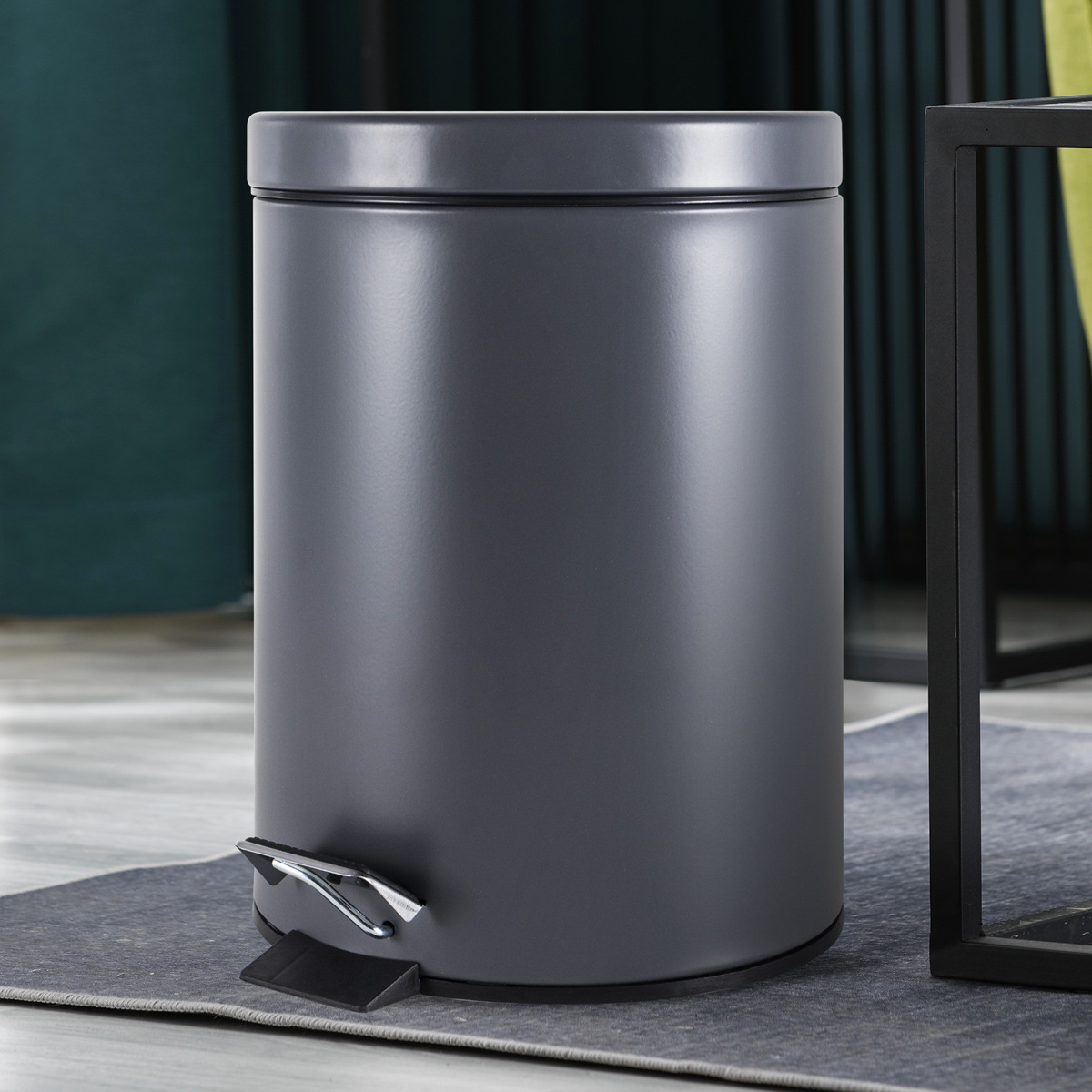 Transfronterizo 12L pistola gris pie pie tapa tapa tapa tapa pie basura con cubierta cocina doméstica almacenamiento sanitario barril limpio