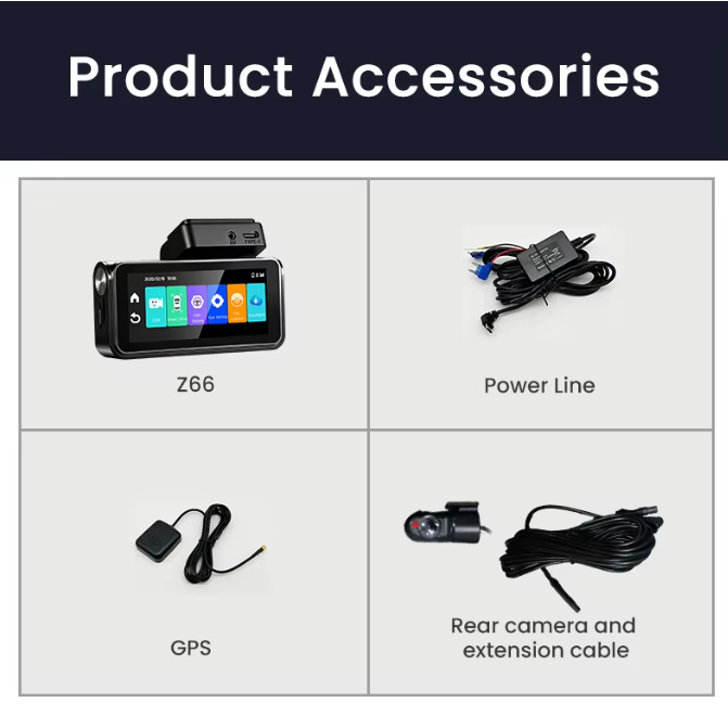 Cross-border 3.69inch New Model HD 4K+4G Dash Cam ADAS HD Night Vision BSD Front and Rear Recording