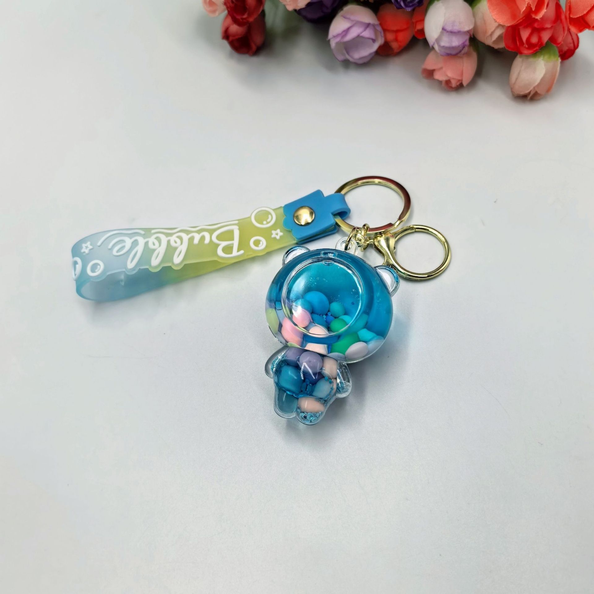 Aceite de soja de azúcar oso acrílico arena flotante colgante llavero de moda boutique colgante bolso creativo colgante