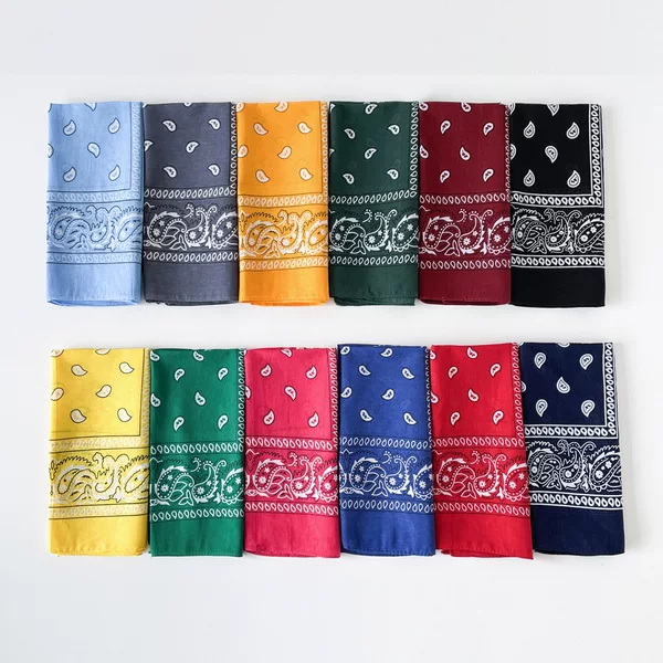 Factory direct supply magic outdoor sports square in stock wholesale polyester cashew flower riding mask paisley scarf
