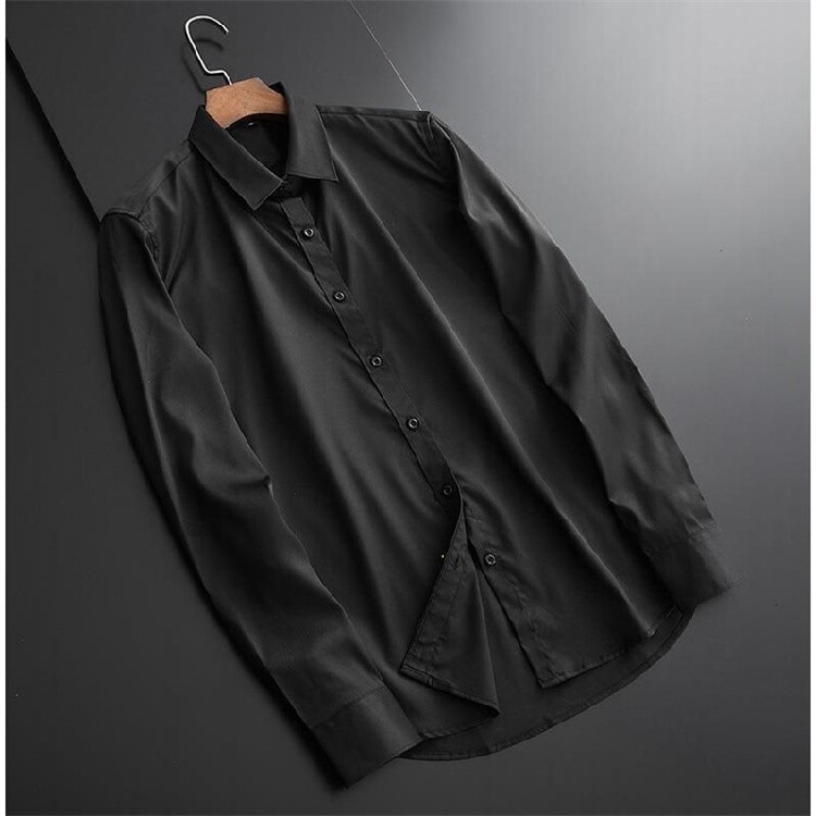 High-end clothes shirt men's long-sleeved business formal wear high-end black silk casual men's printed shirt High-end clothes shirt men's long-sleeved business formal wear high-end black silk casual men's printed shirt