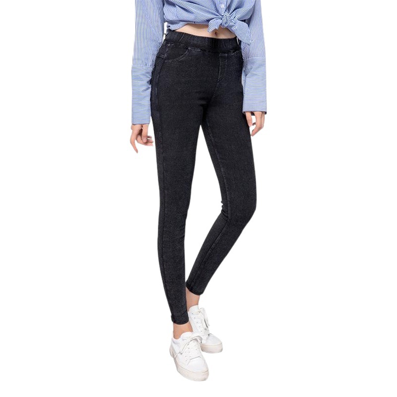 2026年品質検査済み 春秋人気商品 大きいサイズレギンス レディース 雪花砂洗い加工 フェイクデニムレギンス 外着用可能
