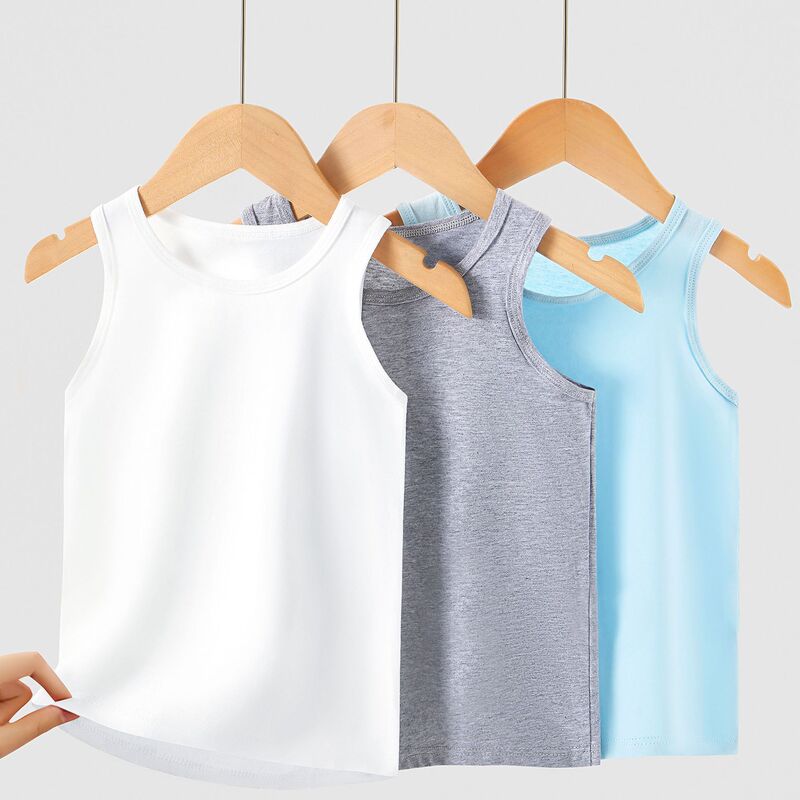 New style boys' sleeveless top, pure cotton, Class A, solid color baby undershirt, children's boys' outerwear vest, wholesale New style boys' sleeveless top, pure cotton, Class A, solid color baby undershirt, children's boys' outerwear vest, wholesale