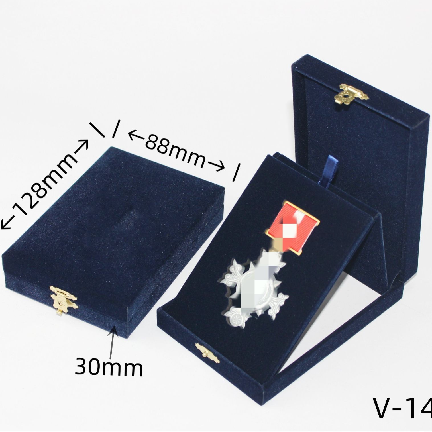 定制奖牌盒勋章盒纪念章盒塑胶胶胚外包仿皮纸盒pu皮绒布盒