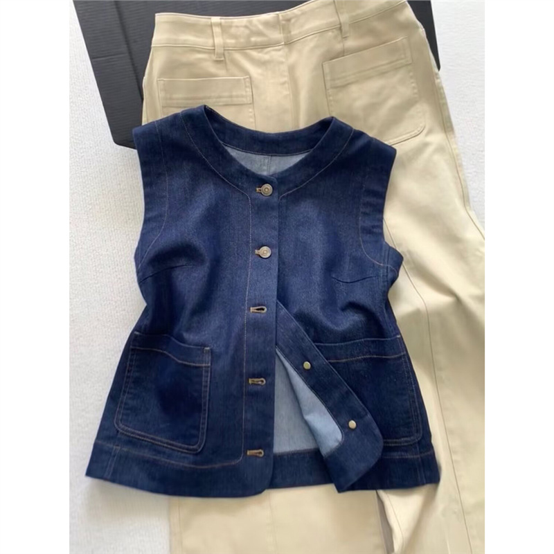 Denim Vest Women's 2025 New Summer Thin High-End Elegant Age-Reducing Short Sleeveless Vest Vest Top