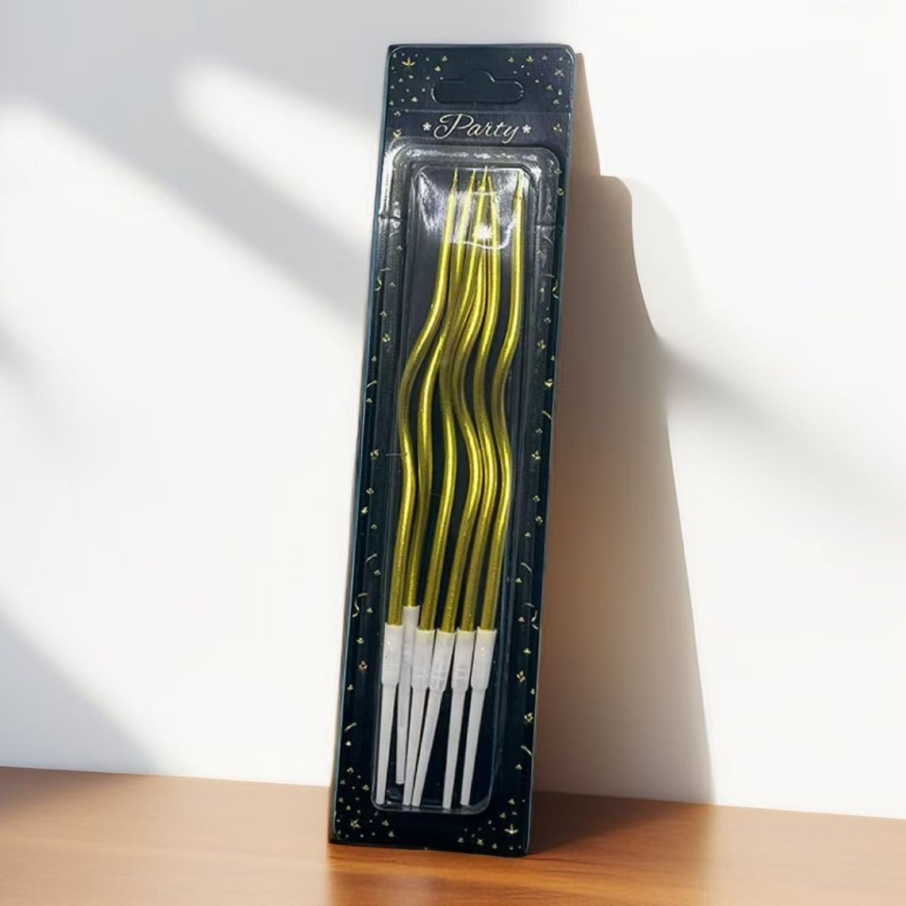 Velas de cumpleaños transfronterizas espirales doradas en forma de torsión productos de decoración de pastel velas de cumpleaños