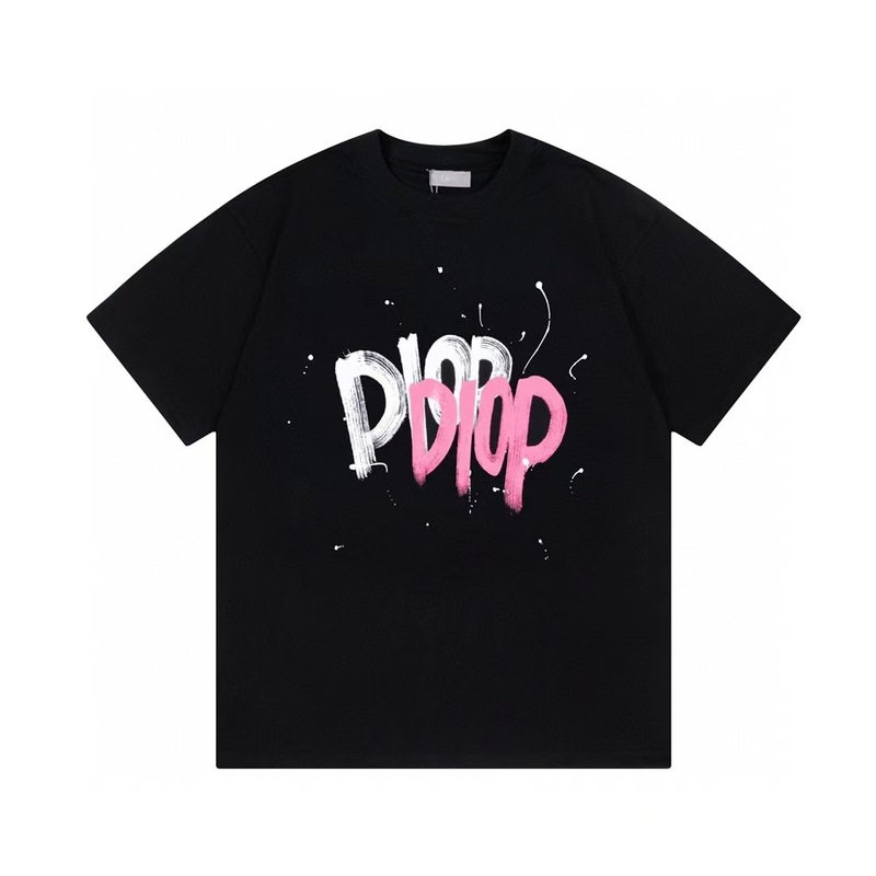 クロスボーダー 25ssCD ホームファッションブランド春夏新作落書きペイントレタープリントユニセックス純綿半袖Tシャツ|undefined