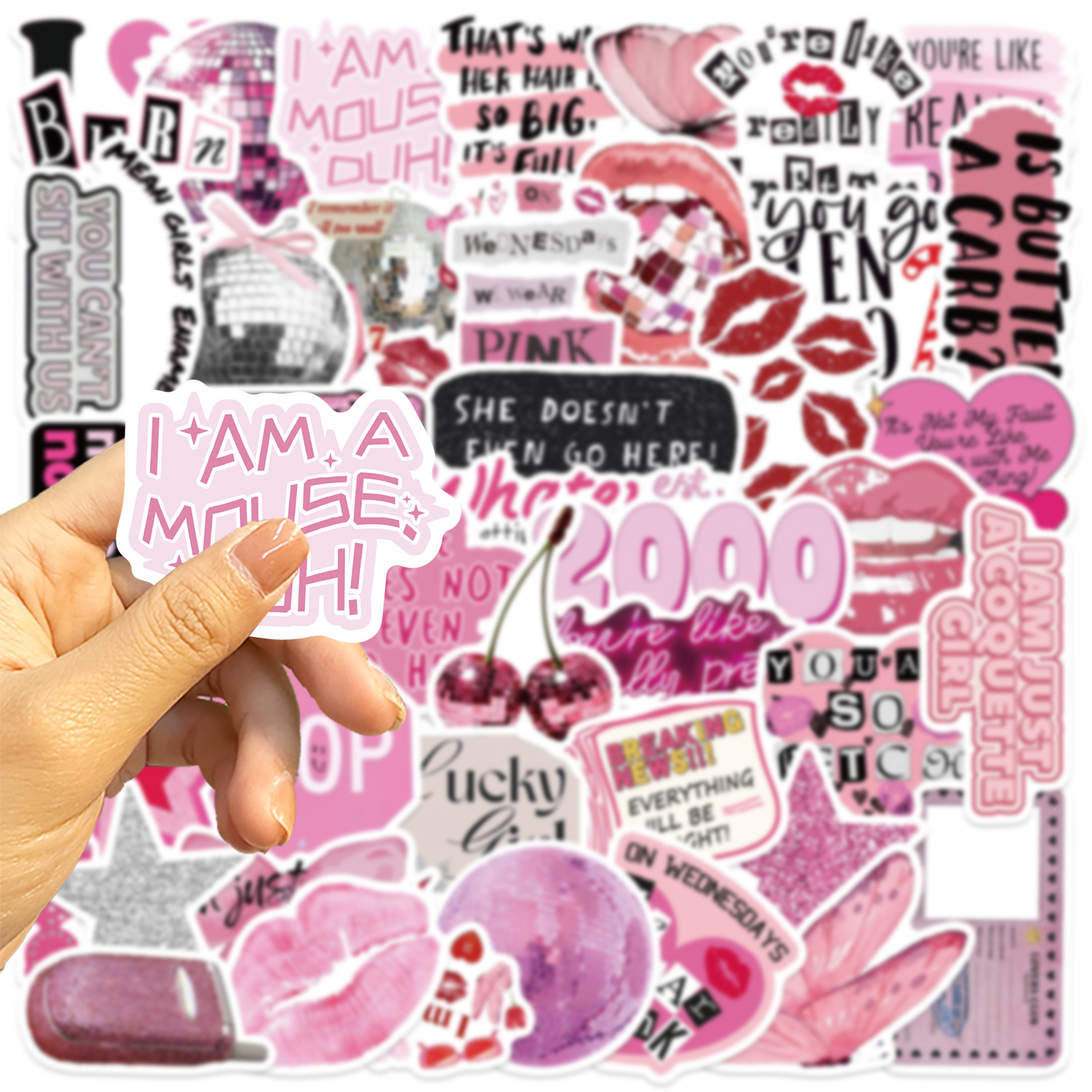 22g Weight Stickers Stationery Type 1 Set Quantity School, Graduation Occasion PVC self-adhesive Material Letter Pattern Y2K, Cute Style 1 Set Letter School Graduation PVC Self-adhesive Y2K Cute Stickers 6