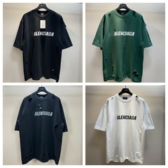 B家高バージョン芸術破穴亀裂プリント半袖tシャツゆるいos版半袖tシャツ