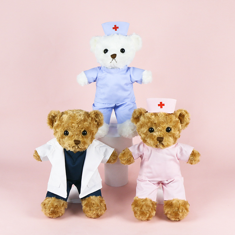 Doctor and Nurse Uniforms Teddy Bear Plush Toy Nurse Uniform Bear Customizable Logo Bear Promotional Gift Doctor and Nurse Uniforms Teddy Bear Plush Toy Nurse Uniform Bear Customizable Logo Bear Promotional Gift