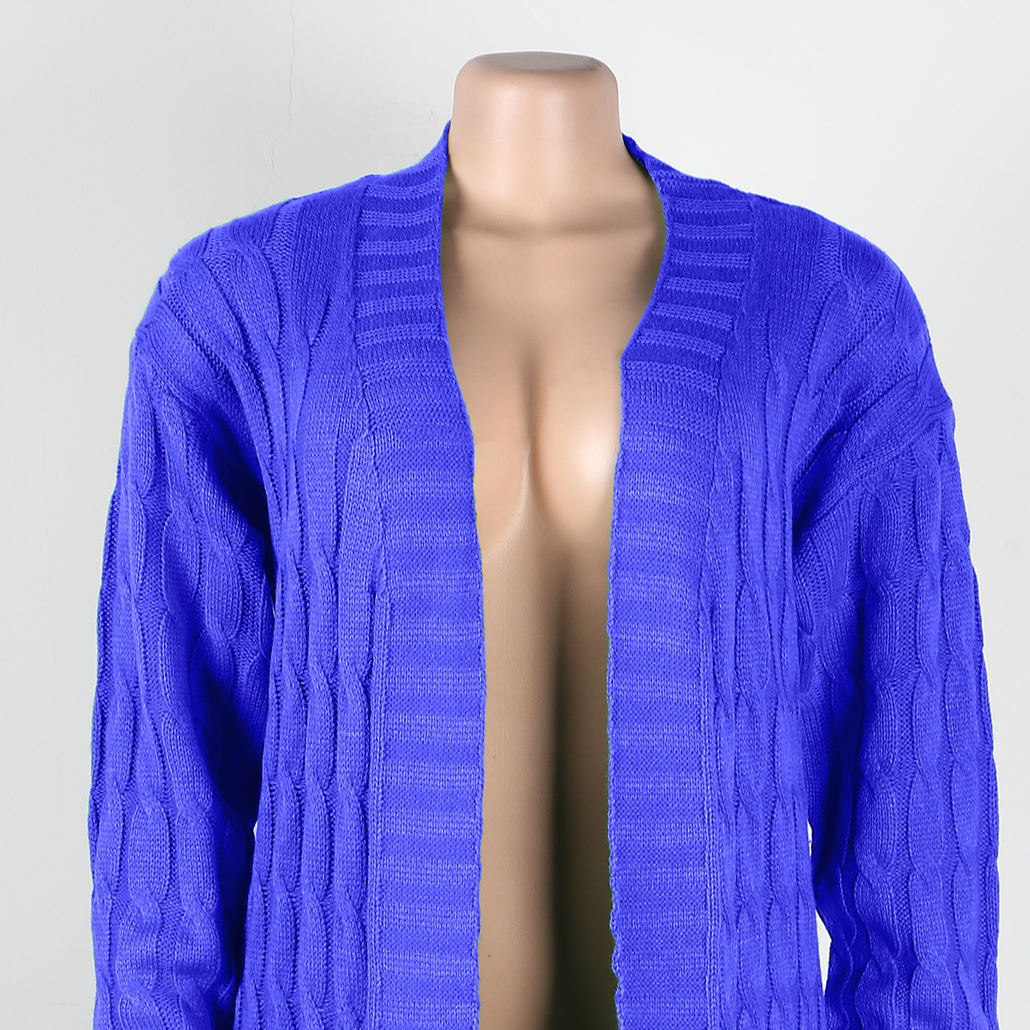 Damen Strickjacke Lang Aus Grobstrick In Unifarben Wintermantel_voghion.com
