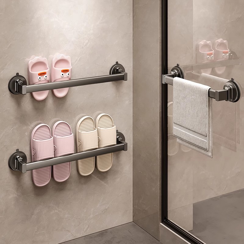 Suction-type Slipper Rack Bathroom Punch-free Toilet Storage Rack Wall-mounted Household Storage Draining Wall-mounted Shelf