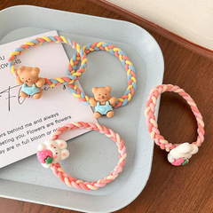 Cute Japanese-style bear-shaped hair ties with elastic ins-inspired braided design, high-stretch hair bands—perfect for tying up chic, nature-inspired ponytails, now available in a fresh new style for women.