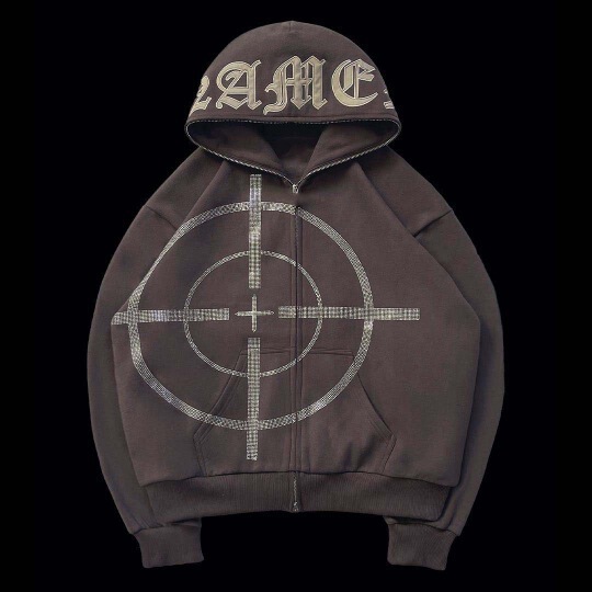 Distinctive Street Long Zipper Embroidery Letter Rhinestone Printed Sweater Open to European and American Y2K Retro Zipper for Men and Women Distinctive Street Long Zipper Embroidery Letter Rhinestone Printed Sweater Open to European and American Y2K Retro Zipper for Men and Women