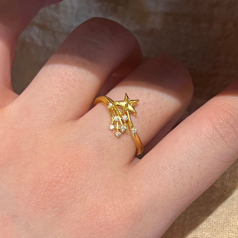 星雨炸开的烟花星星闪亮微镶锆石戒指女小众设计个性氛围感指环|undefined
