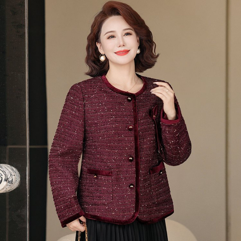 中年妈妈秋装外套气质小香风中老年女装春秋洋气上衣喜婆婆婚宴装|undefined