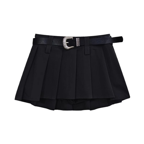 2025 American-style high-waisted mini skirt for petite figures, summer ultra-short skirt pants for trendy girls, pleated A-line skirt with versatile pure desire style