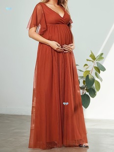 Solid Color Formal Tulle Gown Women's Elegant Maternity Cross-Border