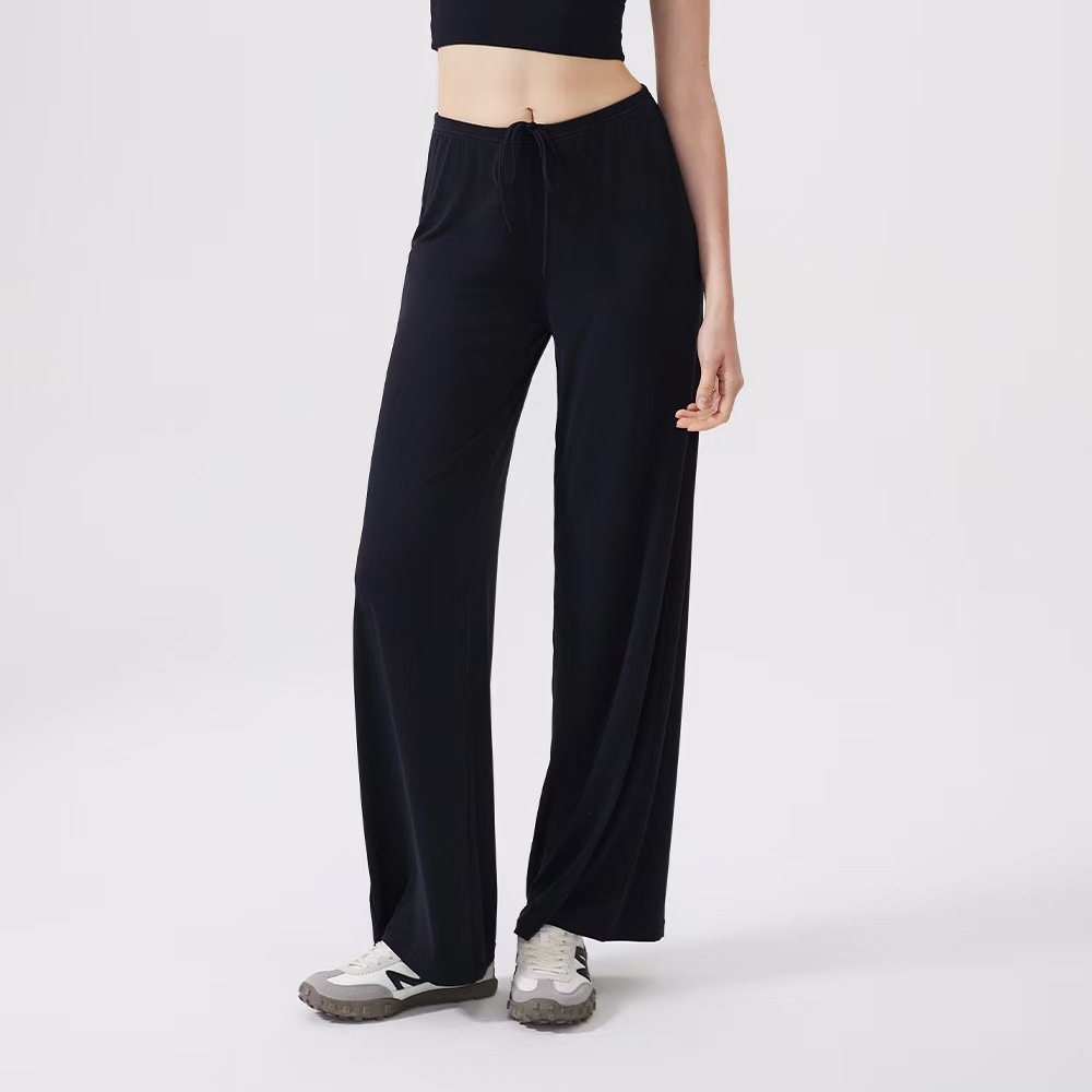 Latte girl se ve delgado, pantalones rectos, pantalones anchos deportivos sueltos para mujer, pantalones colgantes de seda de hielo frescos