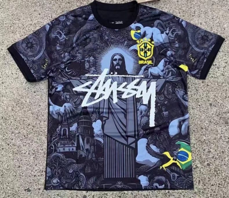 Stussy Jersey Brasil Flamengo Italia Edición conmemorativa Portugal París Francia Uniforme de fútbol