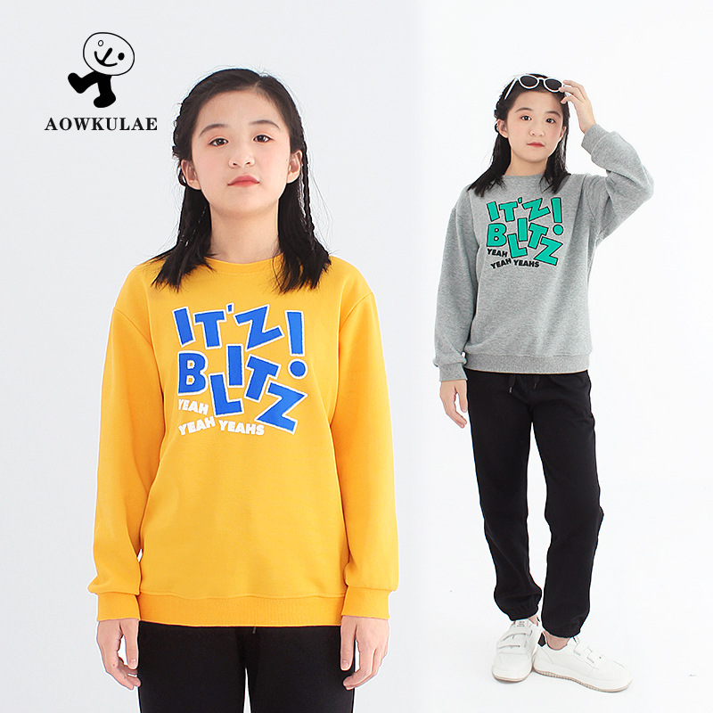 Primavera y otoño ropa de estilo coreano para niños nuevos suéter de manga larga para niños medianos y grandes camisa de fondo engrosada para niños suéter de niñas al por mayor