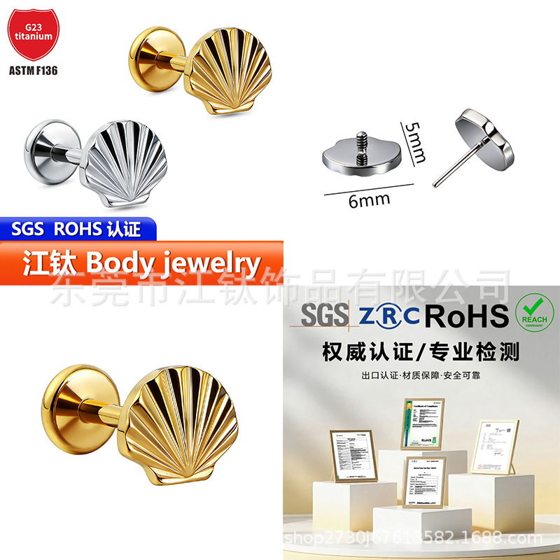 Pointed titanium steel lip stud product view