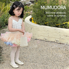 MUMUDORA女童打底褲夏季薄款兒童網眼襪子嬰兒連體公主寶寶連褲襪
