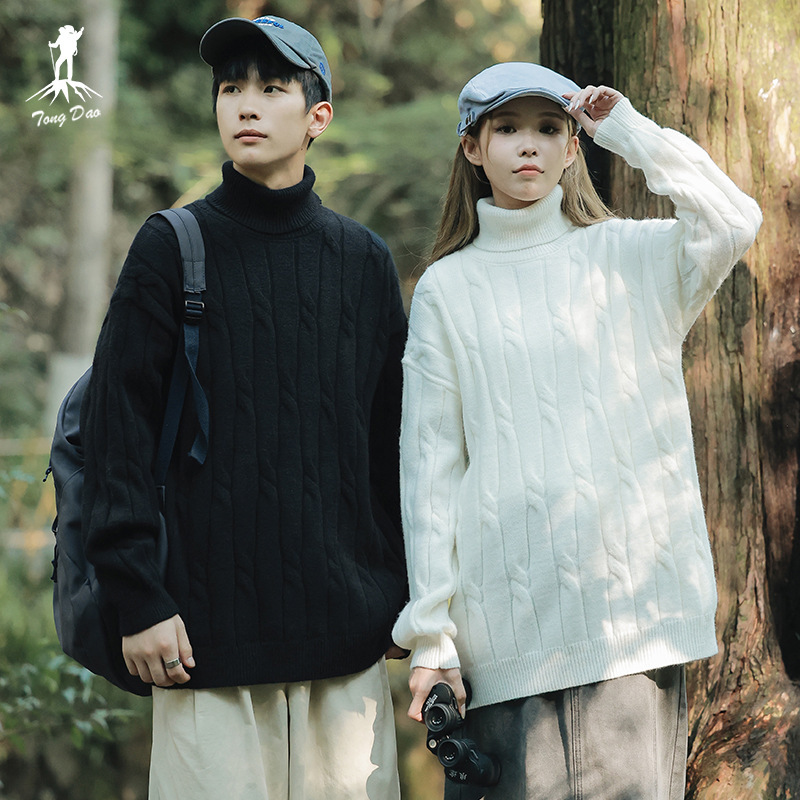 Camel Hjcamel Mountain Style Turtleneck Knitwear Men's Autumn and Winter Couple Knitwear Pullover Round Neck Base Layer