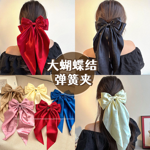 Cross-border best-selling bow hair clip, ultra fairy-tale bow head accessory, long flowing hair clip, rear hair ornament hair clip, versatile