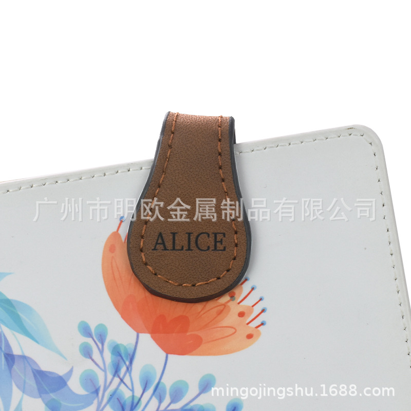 Marcador magnético en blanco Láser láser PU Cuero Marcador magnético PU Marcador de cuero magnético Retro Clip de libro magnético