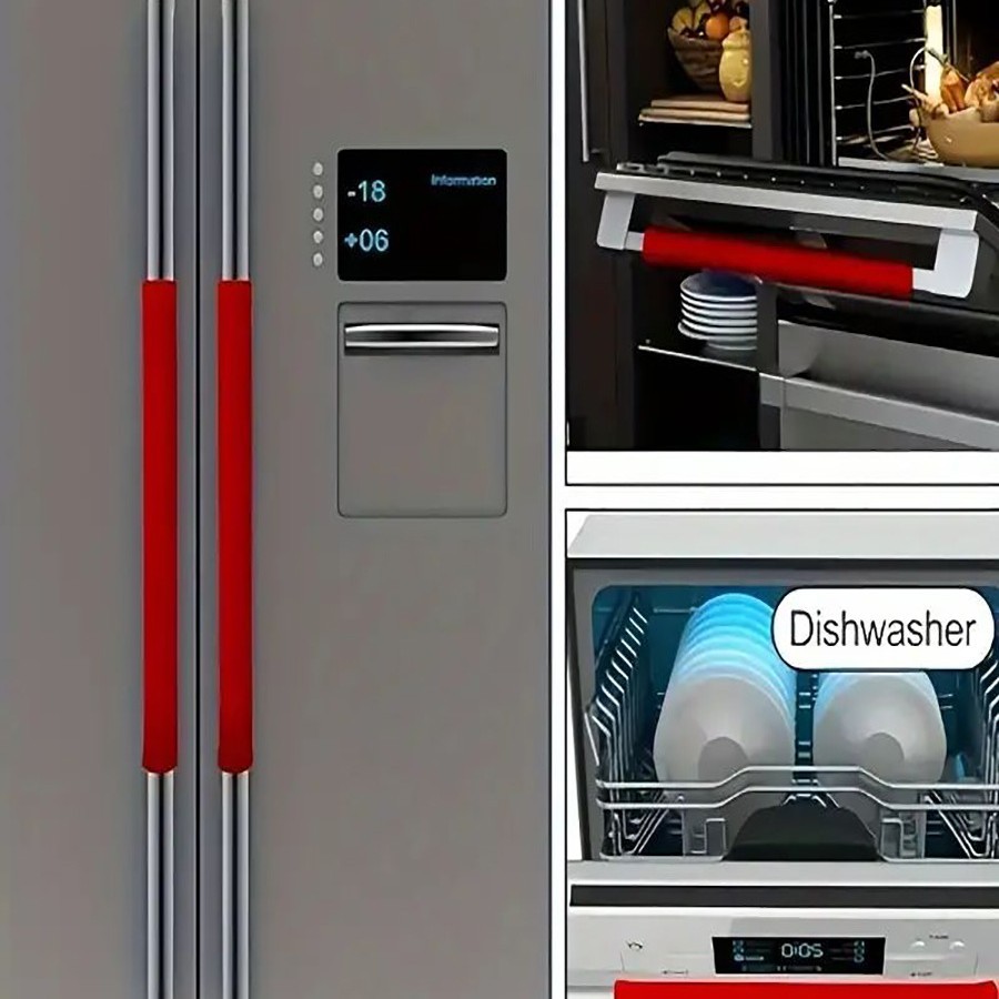 재고 3PCS 냉장고 장갑 냉장고 전자 레인지 핸들 커버 미끄럼 방지 도어 핸들 보호