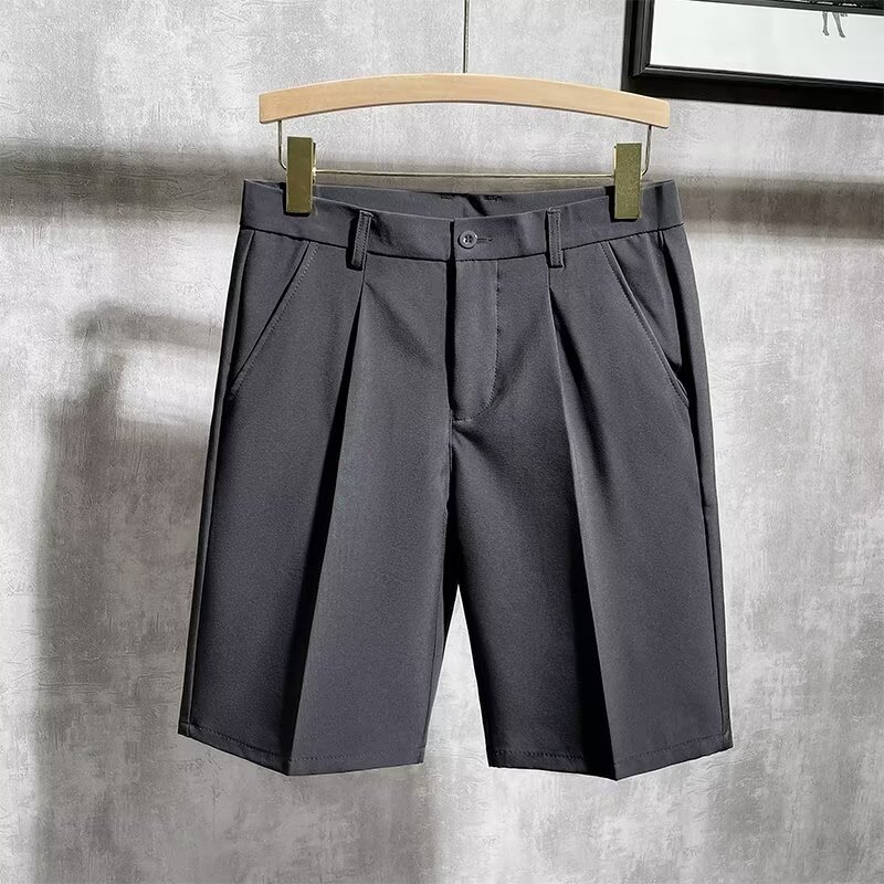 Traje, pantalones cortos, negocios de lujo ligero para hombres, pantalones delgados de verano de cinco puntos, pantalones casuales rectos de moda, comercio exterior, venta al por mayor transfronteriza