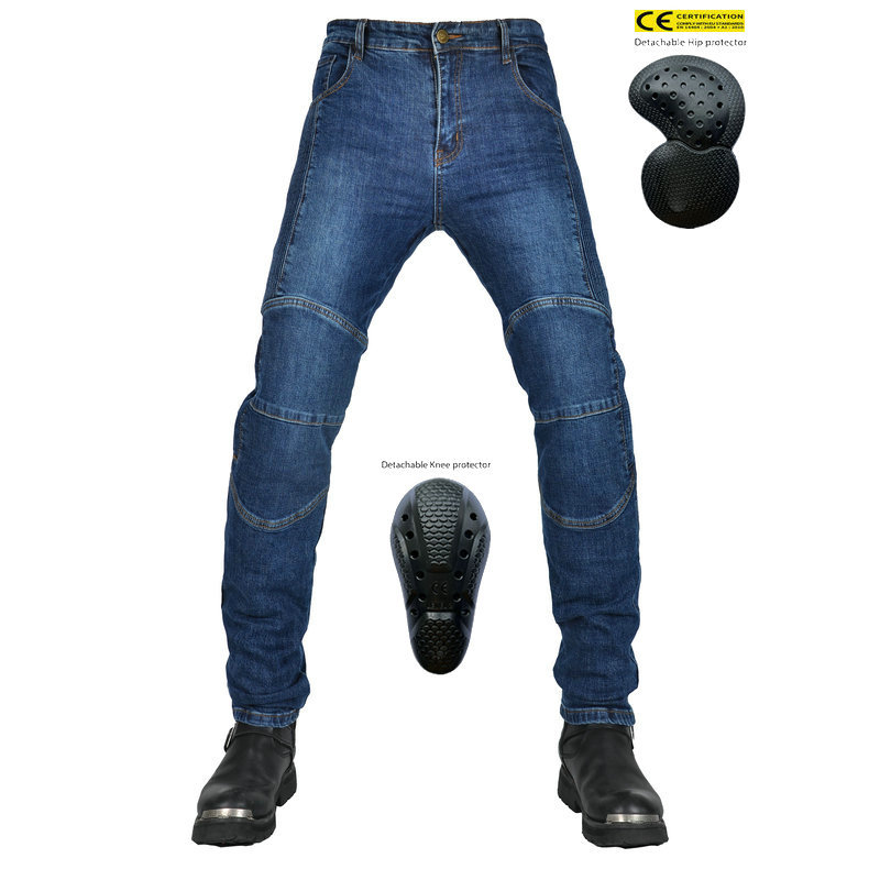 VOLERO motocicleta jeans hombres y mujeres retro casual motocicleta montar pantalones desgaste-resistente a las lágrimas anti-caída Pantalones