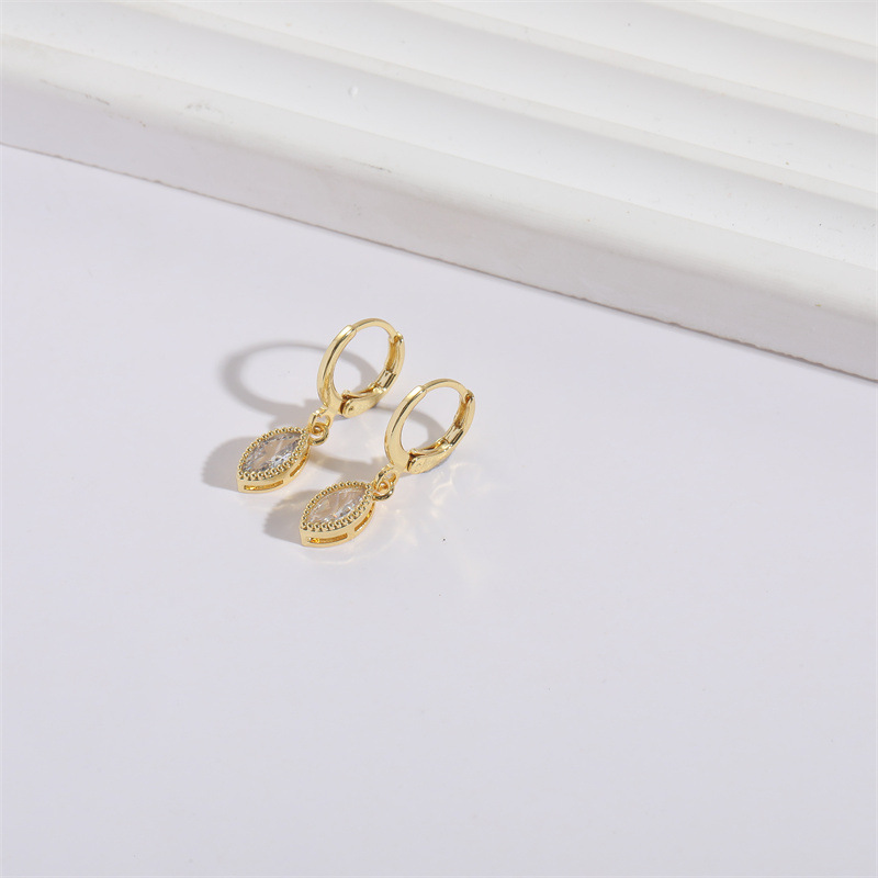 Simple Style Geometric Copper Gold Plated Zircon Drop Earrings 1 Pair