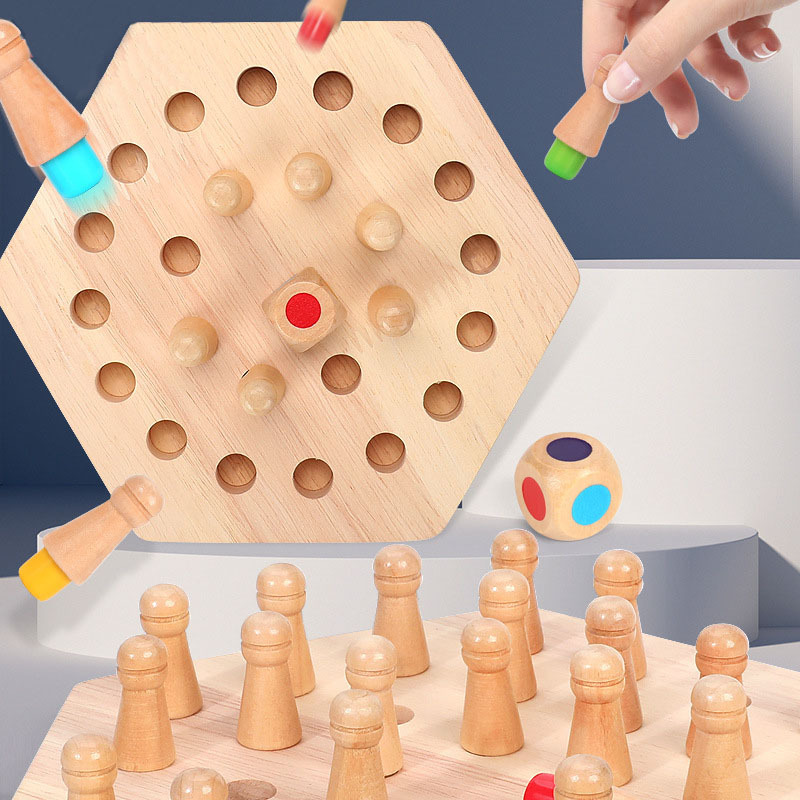 Juguete de entrenamiento de concentración para niños, rompecabezas, regalo de cumpleaños, interacción entre padres e hijos, juego de mesa de escritorio, ajedrez de madera con memoria