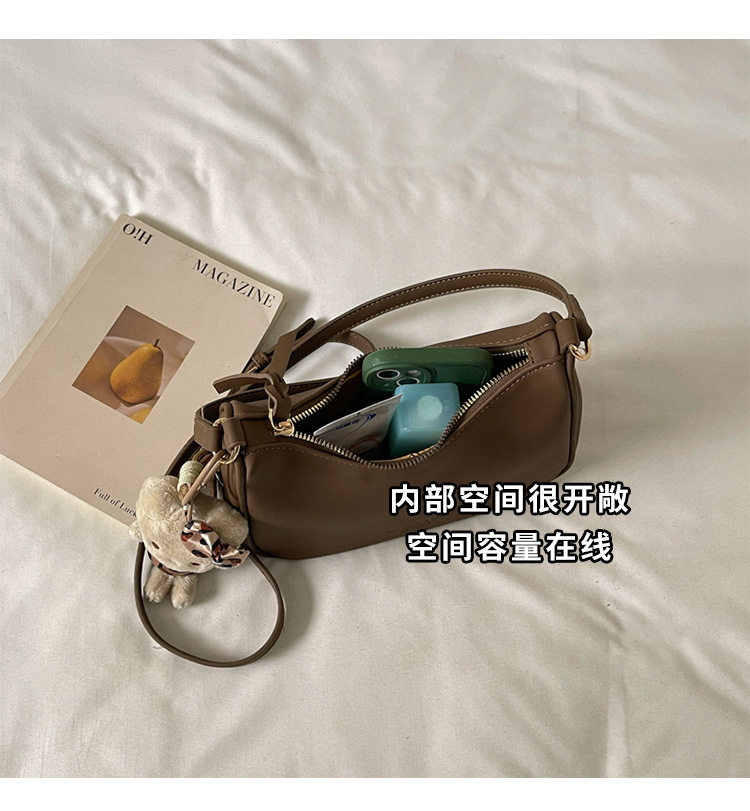 Túi đeo chéo nữ kiểu túi sủi cảo mini, đeo vai và kẹp nách, phong cách thanh lịch đi làm — Gạo trắng không có mặt dây chuyền, Màu cà phê Không có mặt dây chuyền, Màu nâu không có mặt dây chuyền, Đen không có mặt dây chuyền chi tiết 10