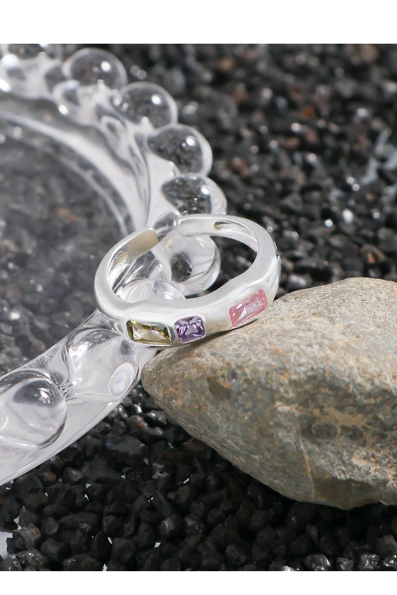 Simple Style Round Sterling Silver Plating Zircon Open Ring 1 Piece