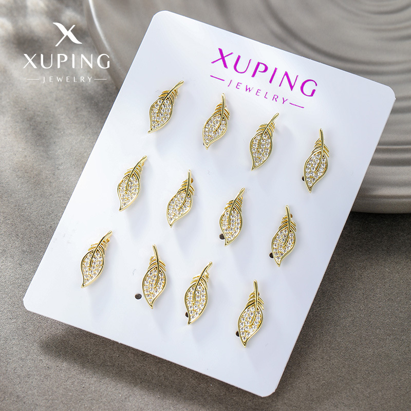 Joyería Xuping, pendientes pequeños y delicados con forma de hoja de piedras preciosas artificiales de alta gama, con un diseño único en estilo europeo y americano.