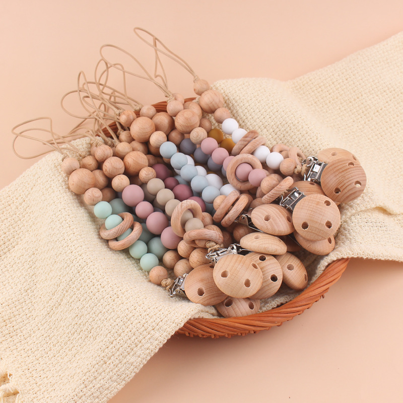 Suministros para bebés calmante bebé haya chupete cadena creativa DIY cuentas de silicona mordedor chupete cadena anti-caída Nuevo