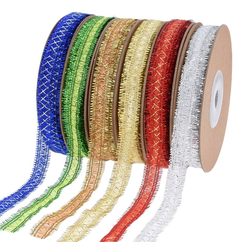 Fronteriza de filamento de cebolla accesorios de decoración cinta mayorista de árboles de Navidad embalaje de regalos de flores de ribbon de cebolla cinta