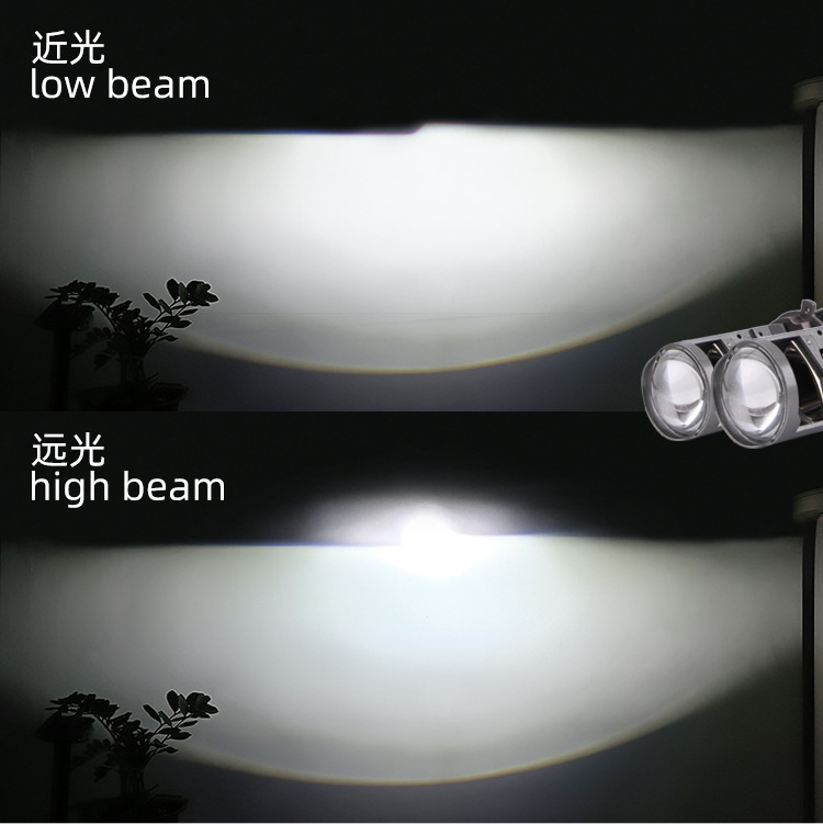 T90 Car Led Headlight with Lens, Integrated High and Low Beam, 120W Ultra-Bright Laser Headlight, Modified H4 Motorcycle Light