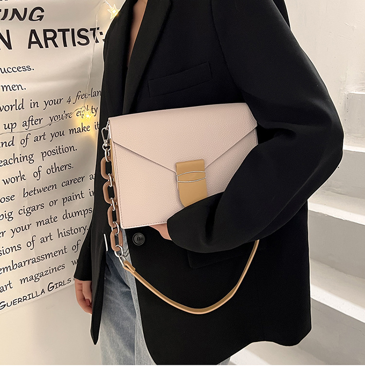 Textured Women's Bag File Bag 2022 Spring New Fashion Chain Shoulder Bag 16*23*8cm display picture 4