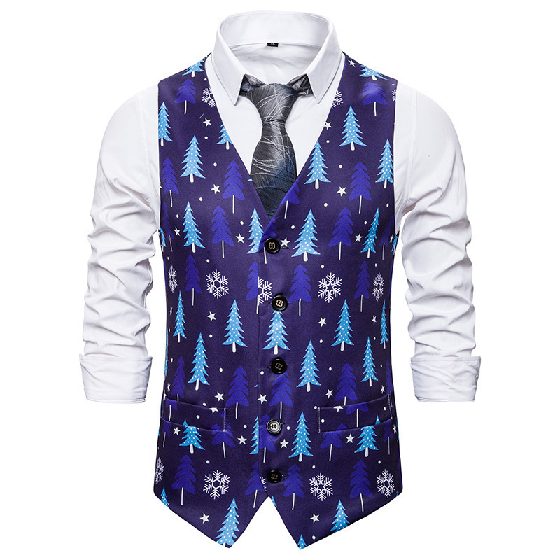 2025 Autumn and Winter Export New Boys Christmas Suit Vest European Size Men's 3D Christmas Tree Printed Vest