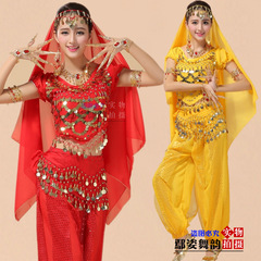 Belly Dance Suit Stage Performance Wear Dance Wear Short Sleeve Highlight Pants Adult Indian Dance Performance Practice Suit