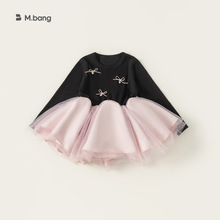 宥宝童装女童裙子生日聚会宝宝公主裙蓬蓬裙新品撞色宝宝网纱裙
