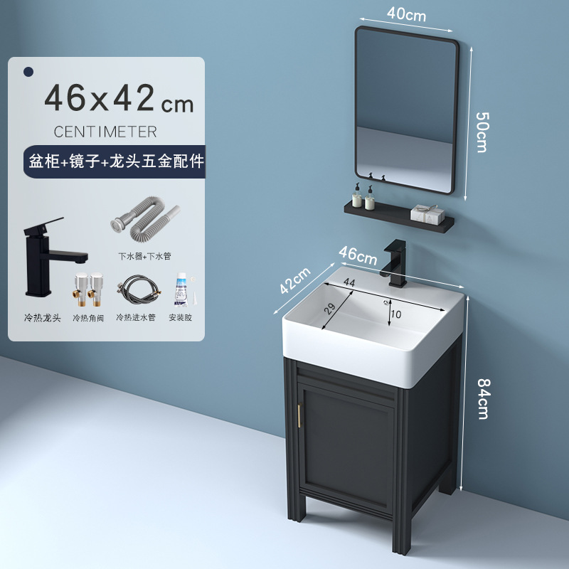 46X42: Conjunto completo con grifo + espejo cuadrado