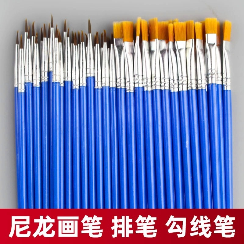 水チョーク水彩平頭ナイロン絵筆アクリル線筆美術専用顔料デジタル油絵彩色絵筆|undefined